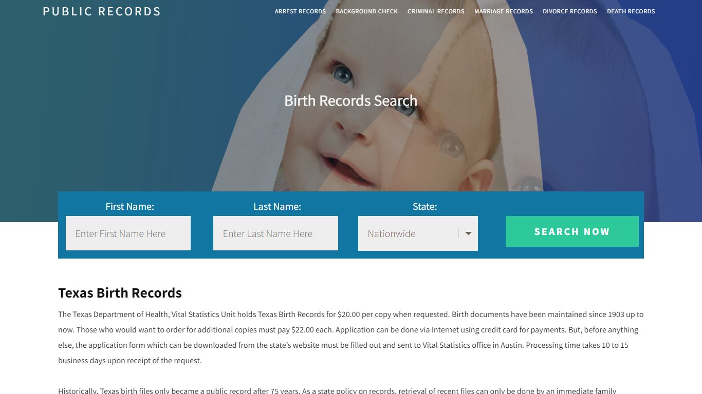 Texas Birth Records | Enter Name and Search. 14Days Free